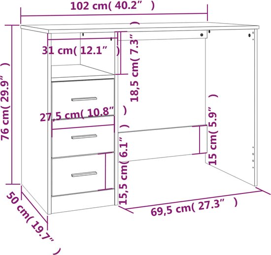 TV-meubel 150 cm - 1 lade & 2 deuren - spaanplaat - Bruin