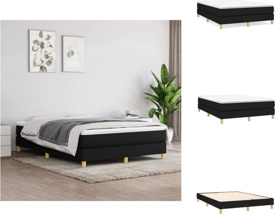 vidaXL Cadre à sommier tapissier - Zwart - 203x140x25 cm - Matériau durable - pieds de support - sommier à lattes en contreplaqué - vidaXL - Lit