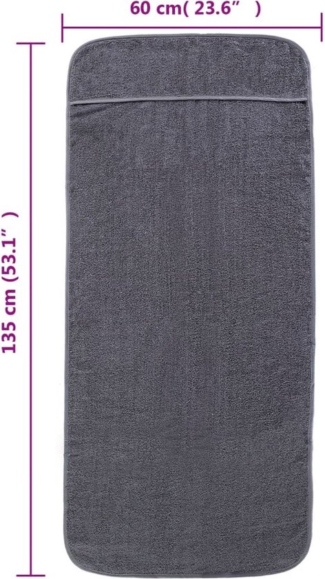 Serviettes de plage The Living Store - anthracite - 60 x 135 cm - tissu doux - antidérapantes - légères - lot de 4