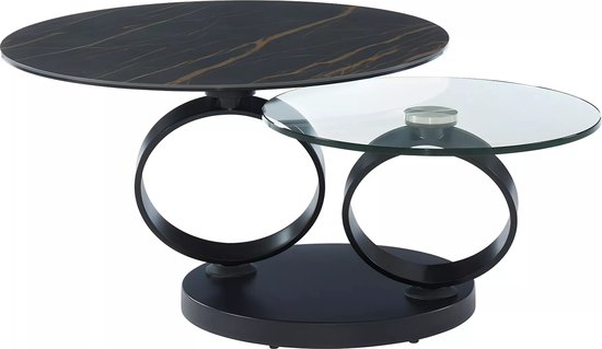 Vente-unique Moduleerbare design-salontafel van gehard glas en keramiek ...