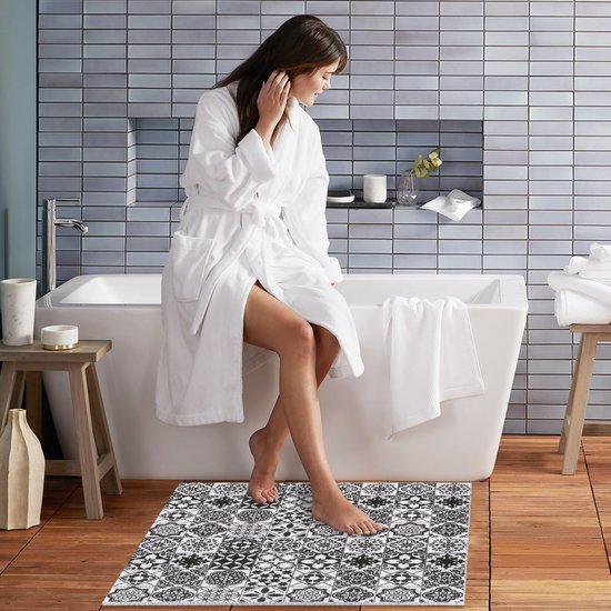 Tapis De Bain Antidérapant Blanc 68x35cm