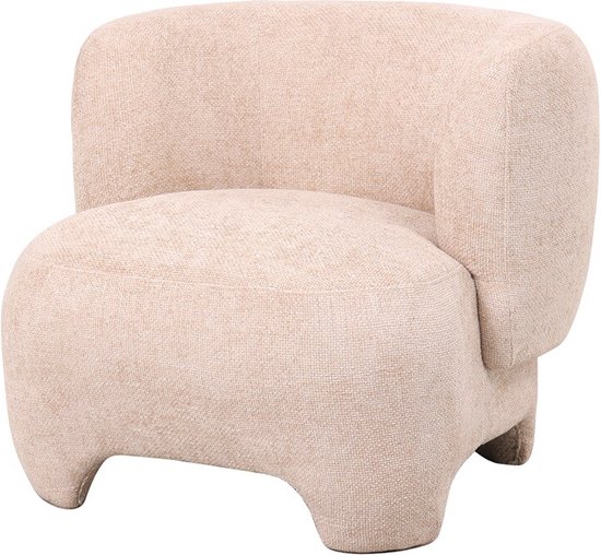 Fauteuil Lorain en tissu chenille beige