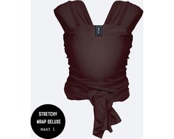ByKay Stretchy Deluxe - rekbare draagdoek voor newborn - ergonomisch - tot 18kg - 100% biologisch katoen - chocolade bruin - maat L