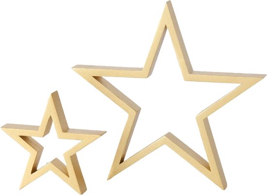 Decoratieve sterren Borna - goud - set van 2 - Hoogte 16 en 30 cm