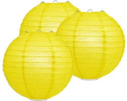 Luxe bol feest lampion - 6x - geel - dia 25 cm - papier -...