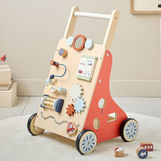 Foto: Petite am lie houten loopwagen 1 jaar babywalker als looptrainer stimuleert motoriek eerste stapjes eindeloos speelplezier