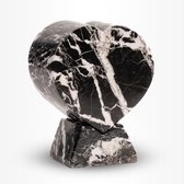 Natuursteen Urn Hart Middel 500 ml Zwart Wit - Urn voor Menselijke As - Crematie Urn voor As Volwassenen