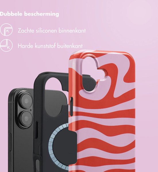 Selencia Hoesje - Geschikt voor iPhone 16 - Vivid Backcover geschikt voor MagSafe - Dream Swirl Pink
