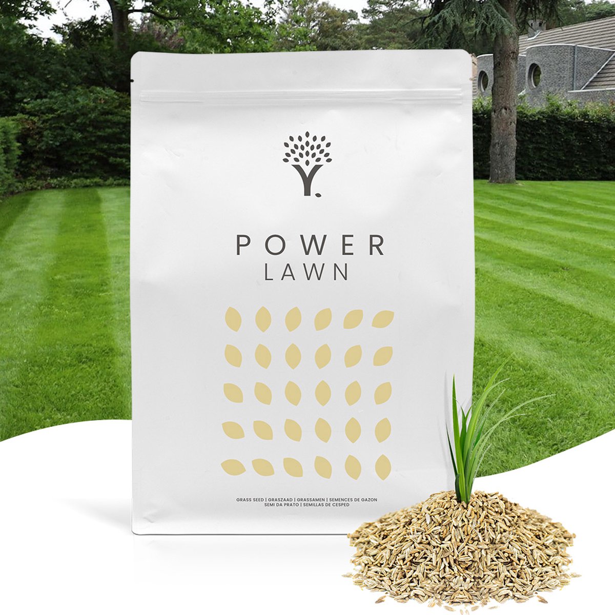 MOOWY Snelkiemend Graszaad voor 15m² Gazon - Power Lawn Hoge Kwaliteit Gras voor een Snel- en Dichtgroeiend Meerjarig Gazon