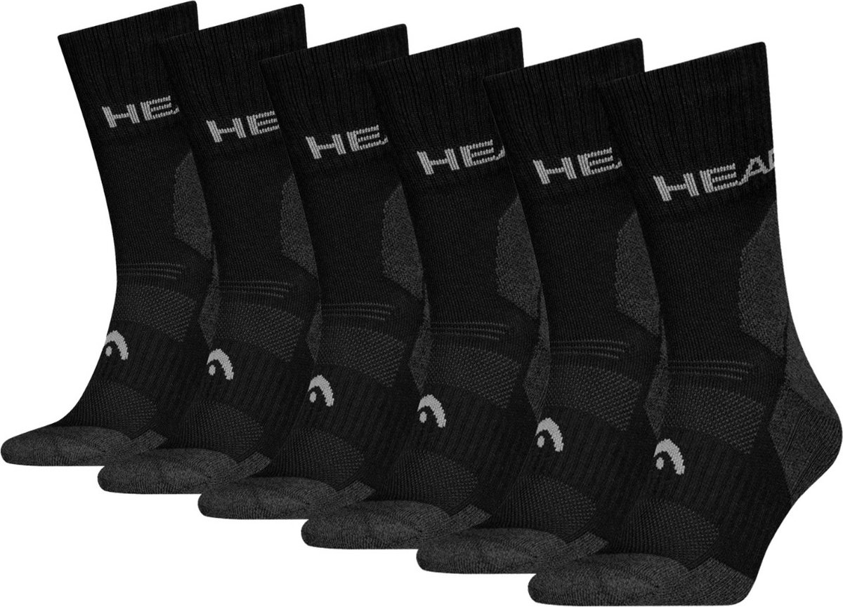 HEAD Wandelsokken All Climates Hiking Crew 6 paar Hoge Hiking Sokken Zwart