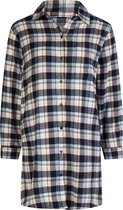 By Louise Dames Pyjama Nachthemd Lang Flanel Geruit Grijs/Roze - Maat S