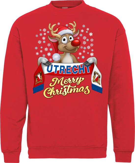 Kersttrui Utrecht | Foute Kersttrui Dames Heren | Kerstcadeau | FC Utrecht supporter | Rood | maat S