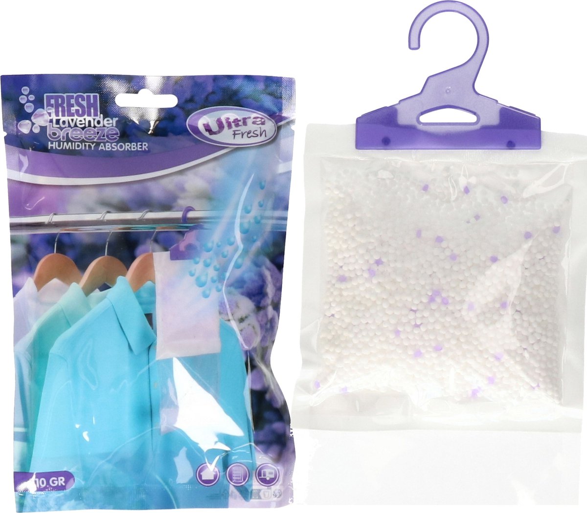Ultra Fresh Vochtopnemer met geur - lavendel - vochtonttrekker - tegen schimmel en geur - 210 gram