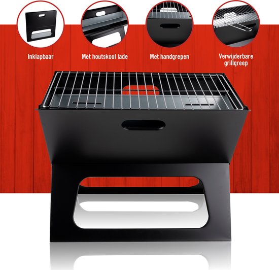 Tafel barbecue 39x19 cm grijs metaal kopen? | Houtskool bbq