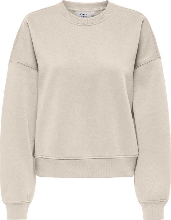 Een beige coltrui van ONLY, met ronde hals en geribbelde boorden.