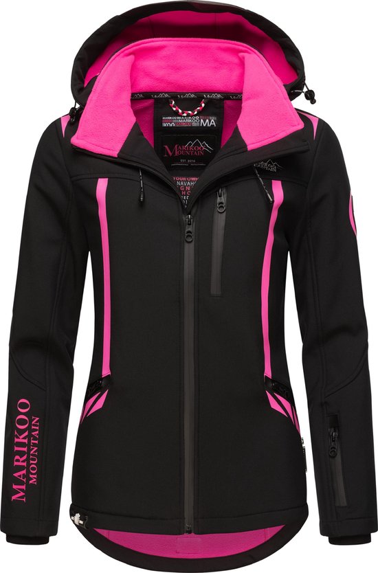 MARIKOO Softshell jas voor dames, overgangsjas met capuchon, XS - 3XL, Caramel Brown, XXL