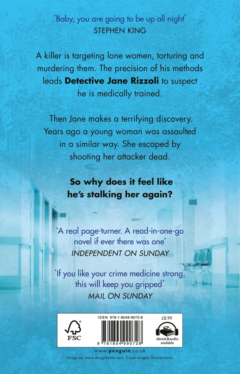 Achterkant van het boek 'The Surgeon' met recensies en productinformatie.