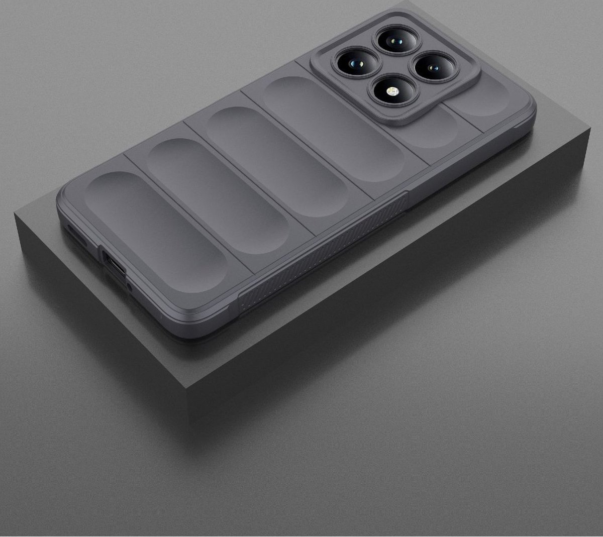 Mobigear Hoesje geschikt voor Xiaomi 14T Telefoonhoesje Flexibel TPU | Mobigear Bumpy Backcover | 14T Case | Back Cover - Grijs