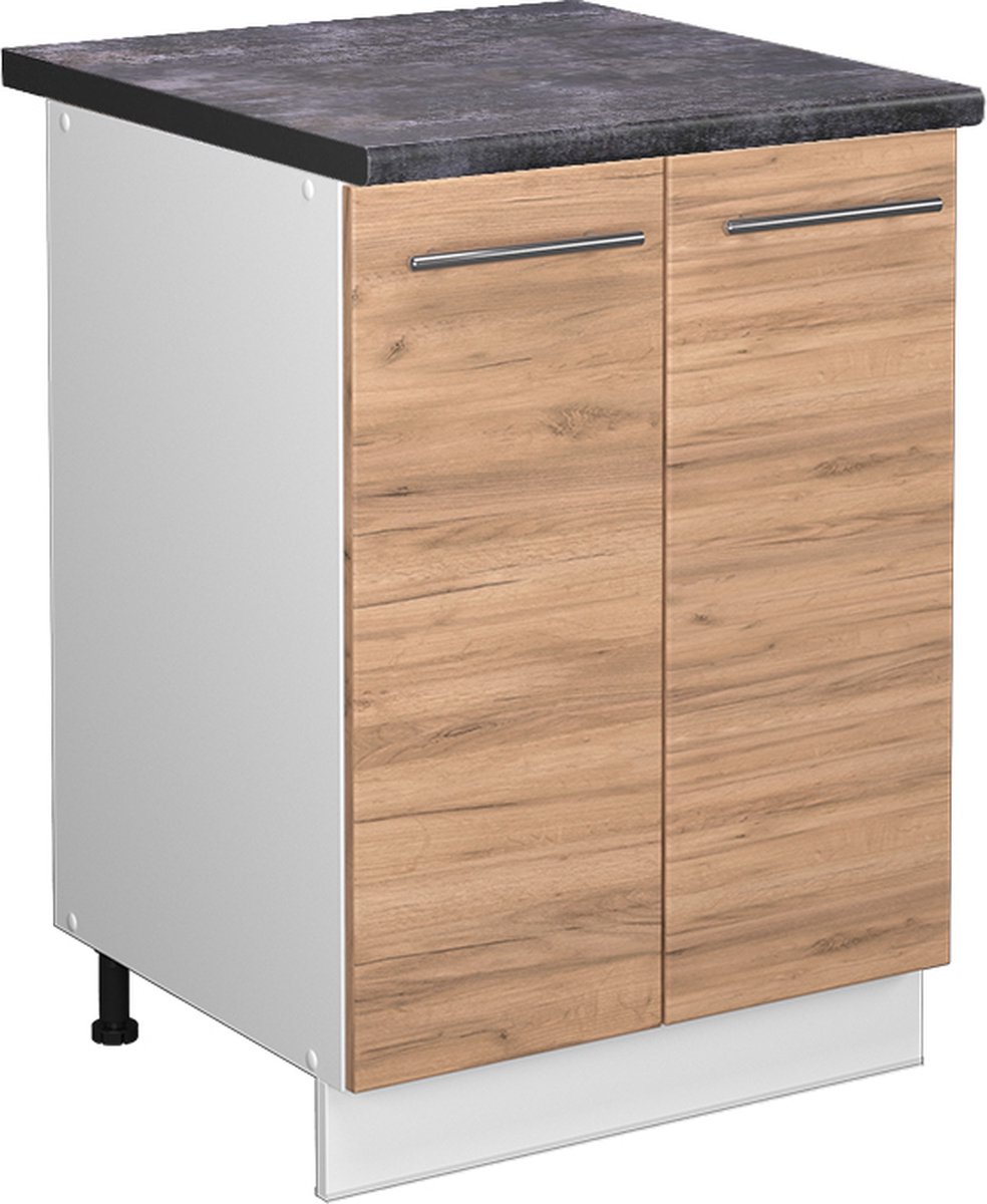 Vicco Fame-Line Keukenonderkast – 60 cm, WB Antraciet Krachtige eik goud Goudkleurig Eiken/Wit