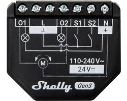 Shelly 2PM Gen3 - Slimme Inbouwschakelaar - 16 A - 2-kanaals Wifi Relais - Energiemeting per Kanaal - 1 stuk