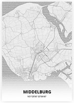 Middelburg plattegrond - A2 poster - Tekening stijl