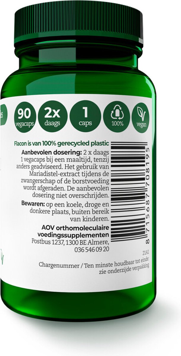 AOV 819 Mariadistel-extract - 2 x 90 vegacapsules - Voordeelverpakking