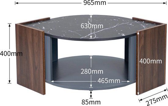 WestUx Minimalistische ronde salontafel, combinatie middentafel moderne crème wind met opslag bijzettafel eenvoudige montage voor woonkamer klein appartement, A, 80 cm