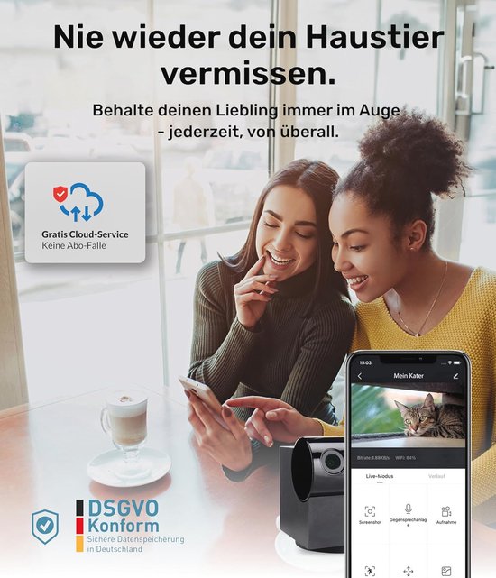 360° WiFi Huisdiercamera met Nachtzicht en Geluidsherkenning - Ideal voor Honden, Katten en Baby's van Merkloos — afbeelding 2