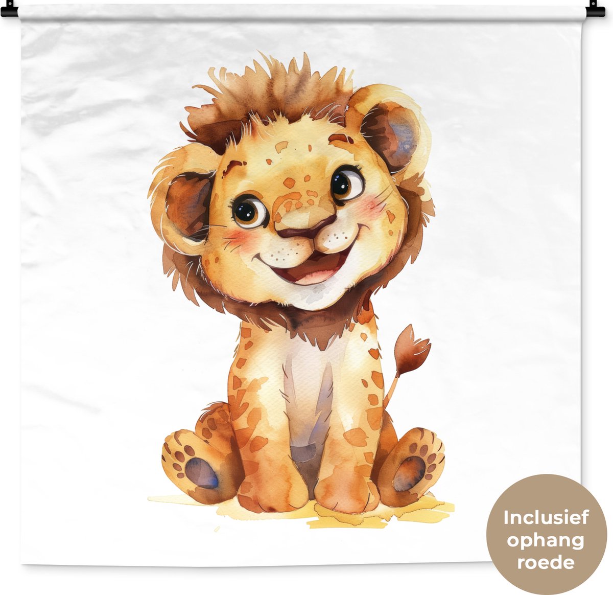 Wandkleed 150x150 cm - Wanddoek Leeuw - Baby dier - Wandtapijt - Wandkleden
