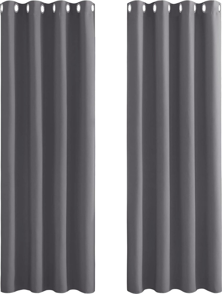 Verduisterende Gordijnen 2 Stuks - Thermisch Lichtdoorlatend Geluiddicht Raamdecoratie voor Woonkamer en Slaapkamer, 140 x 175 cm, Grijs