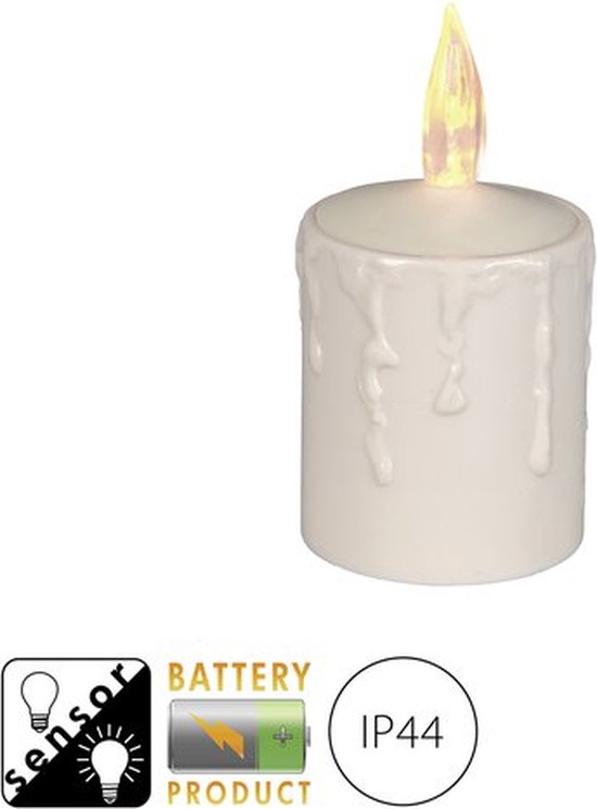 Star Trading Bougie LED Paula pour l'extérieur de Star Trading, bougie blanc chaud avec minuterie, décoration de Noël à piles en plastique beige, hauteur : 11,5 cm