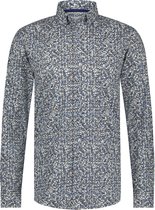 State Of Art Overhemd Poplin Print Blauw Rood - Maat M - Heren - Overhemden Casual