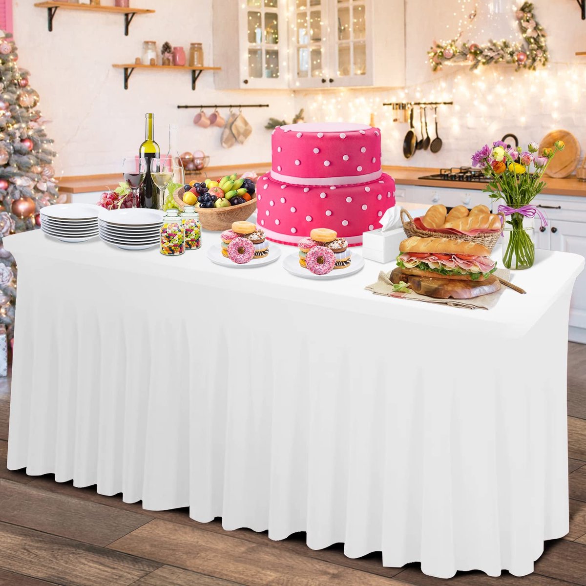 JGS ® Dikke 2-in-1 Rekbare Tafelrok en Tafelkleden voor Elegante Evenementen