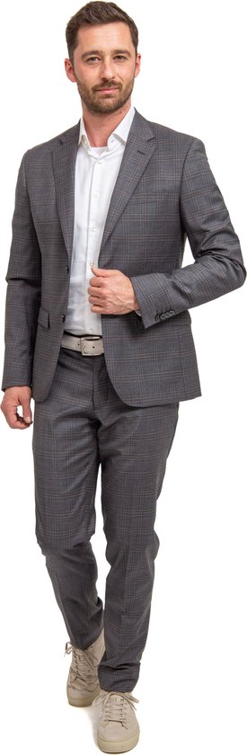 Convient - Costume Toulon Carreaux Grijs Marron - Taille 52 - Coupe slim