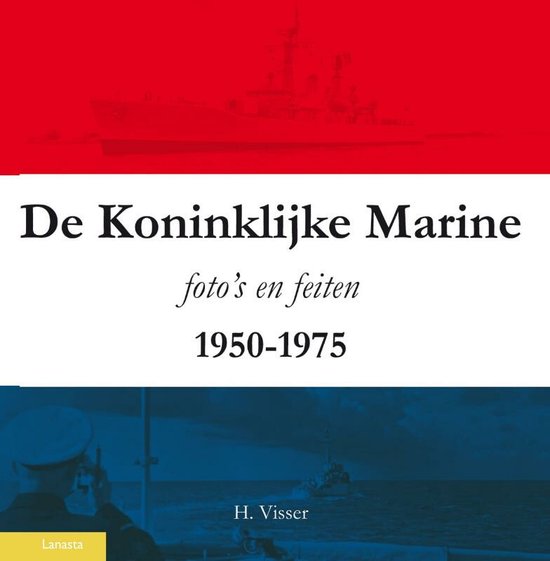 Boek 'De Koninklijke Marine foto's en feiten 1950-1975' met silhouet van een schip