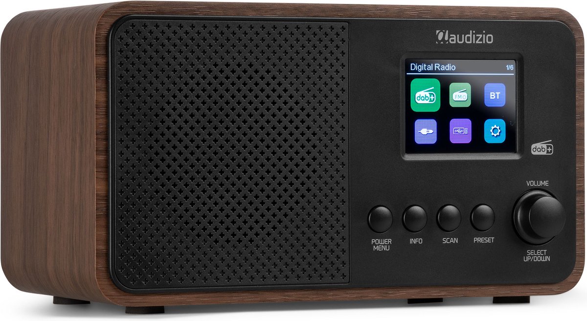 DAB radio - Audizio Avio DAB radio met Bluetooth - DAB+ - FM - USB - 20 voorkeurszender - Houtlook