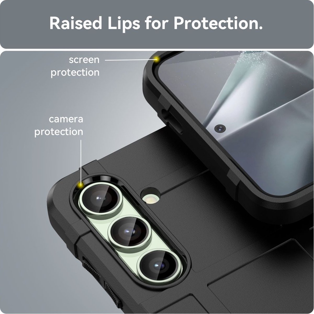 Mobigear Hoesje geschikt voor Samsung Galaxy S24 FE Telefoonhoesje Flexibel TPU | Mobigear Rugged Shield Backcover Shockproof | Schokbestendig Galaxy S24 FE Telefoonhoesje | Anti Shock Proof - Zwart