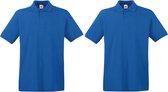 2-Pack maat XL blauw polo shirt premium van katoen voor heren - Polo t-shirts voor heren