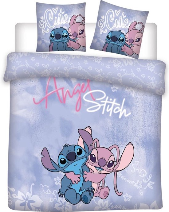 Disney Lilo & Stitch Dekbedovertrek, 2 Cute - Lits Jumeaux - 240 x 220 + 2 / 65 x 65cm - Polykatoen