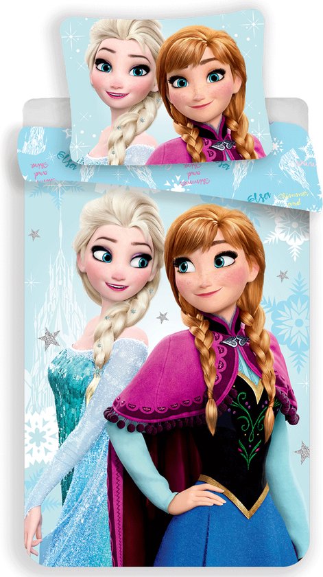 Beddengoed Disney Frozen - Elsa en Anna - Dekbedovertrek 135 x 200 cm kussensloop 80 x 80 cm - 100% katoen