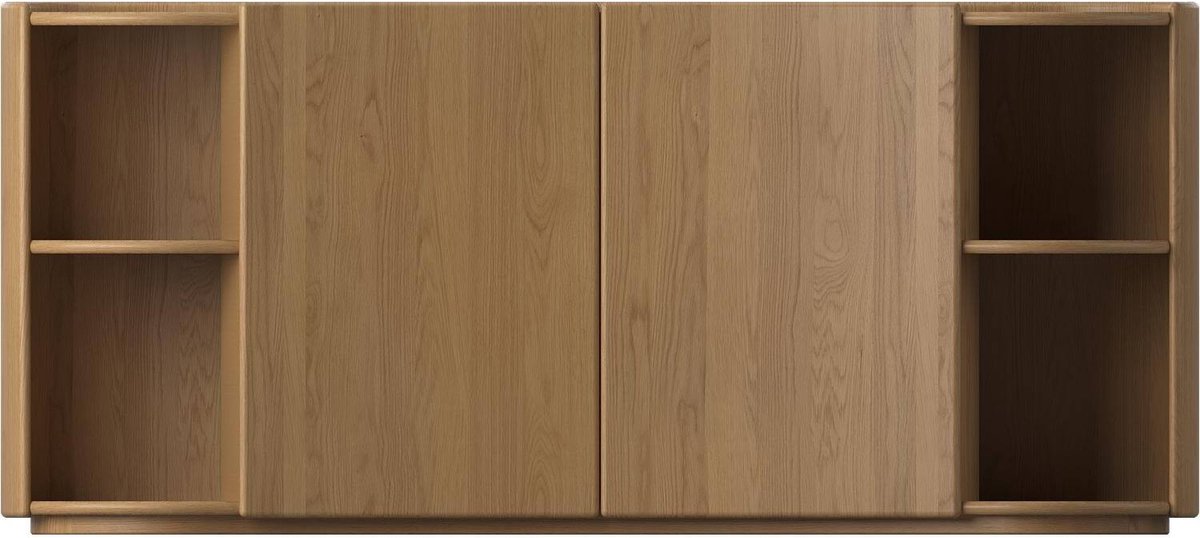 Goossens Dressoir Lucy, 2 Deuren Met 4 Open Vakken - Hout Blank