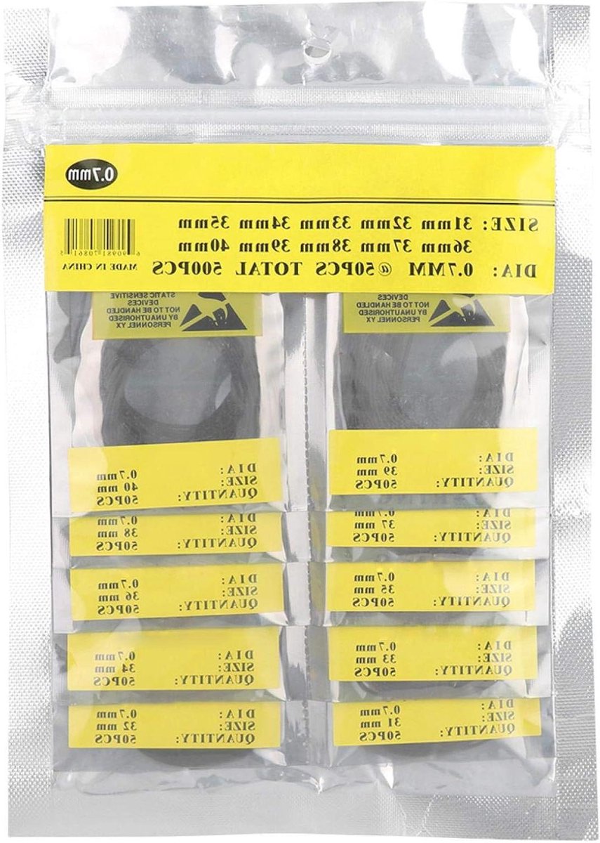 Achterkant Afdichting Pakkingen - 500 Stuks - O-ring Rubberen Afdichting - Horloge Reparatie Gereedschap - Vervangende O-ringen - Horlogeback Maat 16-40mm - Horloge Reparatie