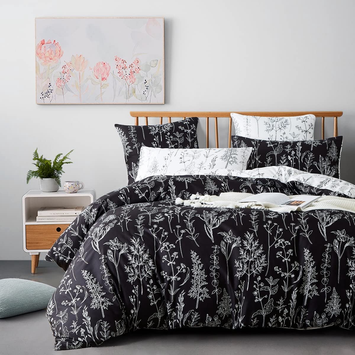 Goodivery ® Beddengoed Set met Dubbelzijdig Bloemenpatroon en Ritssluiting