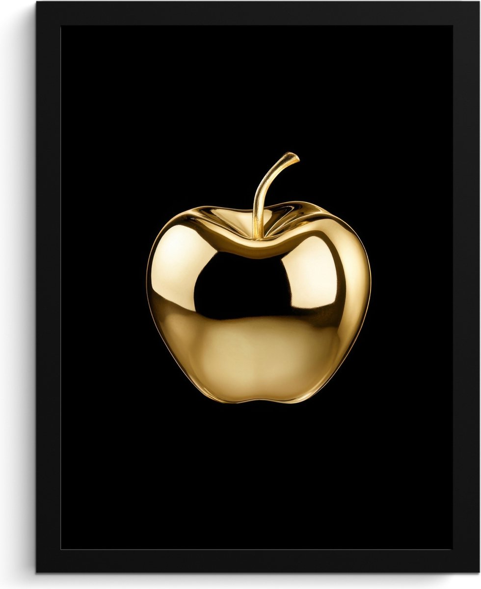 FrameYourWall Fotolijst inclusief poster - Posterlijst 30x40 cm - Posters - Appel - Goud - Chrome - Zwart - Foto in lijst - Keuken decoratie muur - Wanddecoratie accessoires - Muurdecoratie - Schilderijen
