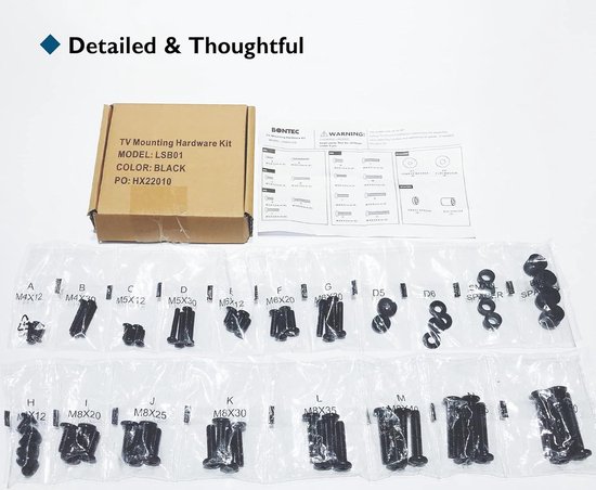 Kit Vis VESA TV M4 M5 M6 M8 Avec Entretoises - Compatible Téléviseurs Jusqu'à 80", Pour Supports Muraux Et Socles