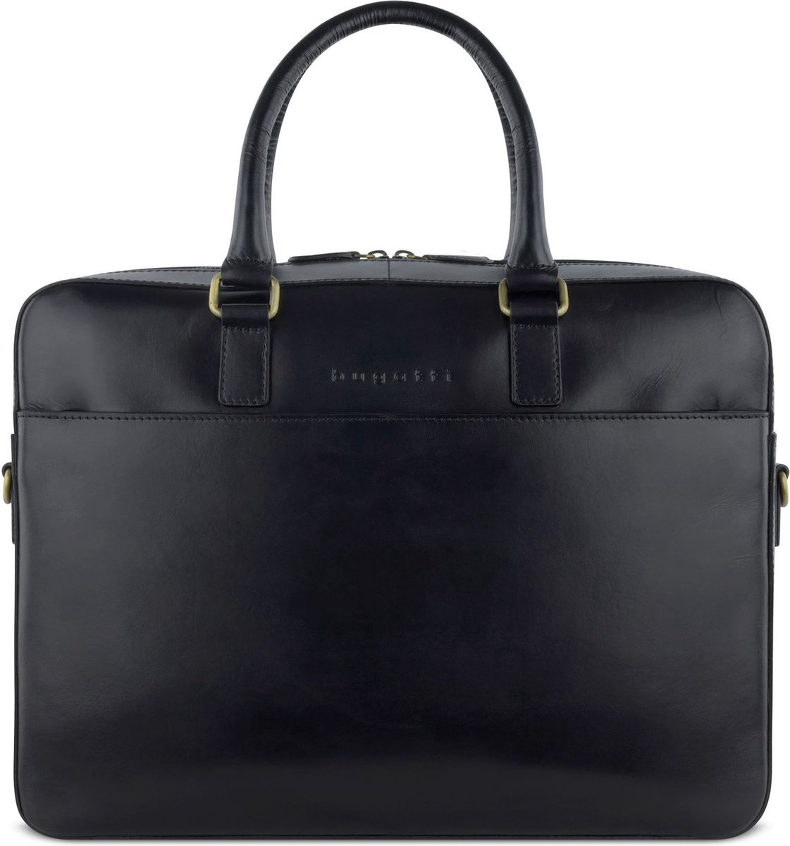bugatti Leren Afzonderlijke gevallen Laptoptas met laptopvak Briefcase Black Zwart