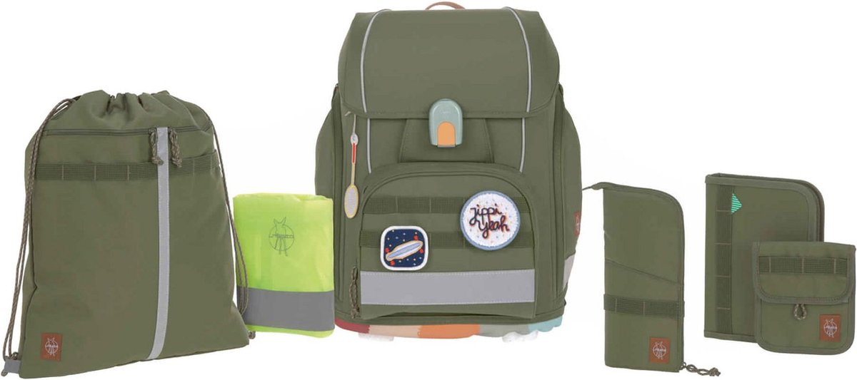 Lässig Schooltas School Set Boxy Unique Olive Groene