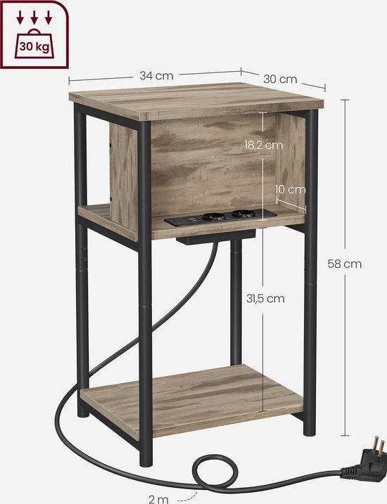 Bijzettafel Iskour stopcontact type C kopen
