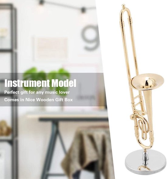 Miniatuur Basgitaar Replica Zwart Met Stand En Case - Decoratief Instrument Model Cadeau
