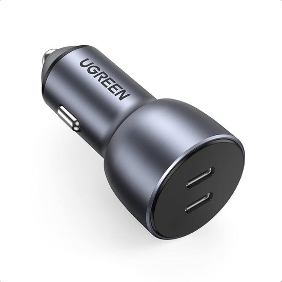 UGREEN 40W Dual USB-C Auto Oplader Quick Charge PD 3.0 Grijs